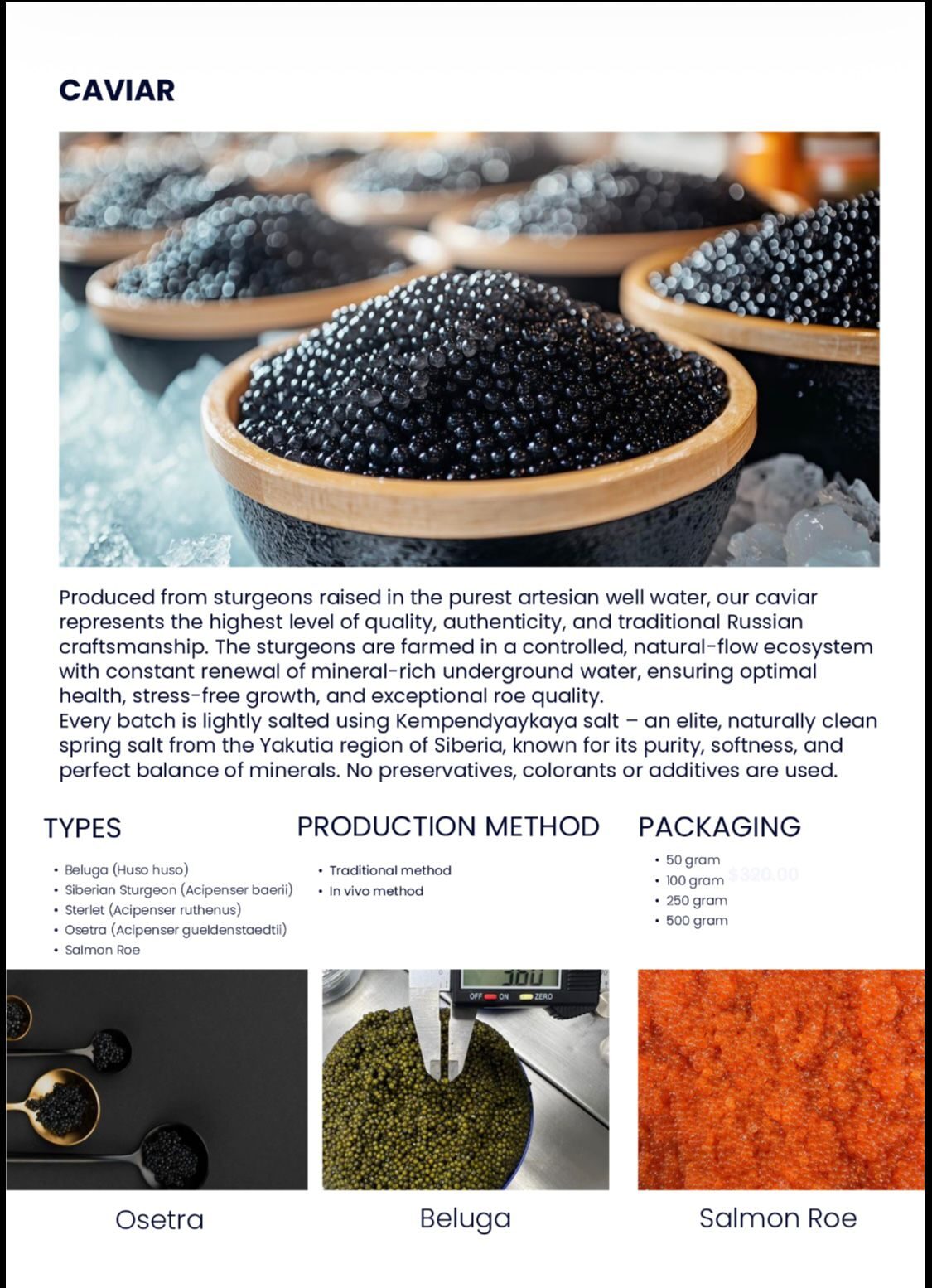 Beluga Kaviar Datenblatt